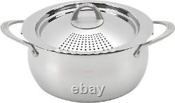 6 Quart Stainless Steel Pasta Pot with Lockable Strainer Lid Elegant Design