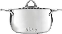 6 Quart Stainless Steel Pasta Pot with Lockable Strainer Lid Elegant Design