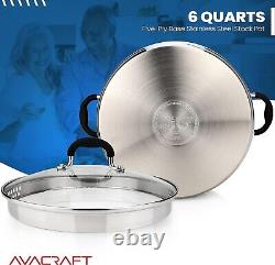 6 Quart Stainless Steel Stockpot with Glass Strainer Lid Multipurpose Cookware
