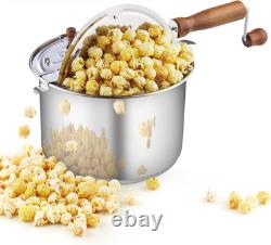 6 Quart Stainless Steel Stove Top Popcorn Maker Hand Crank