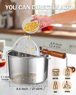 6 Quart Stainless Steel Stove Top Popcorn Maker Hand Crank
