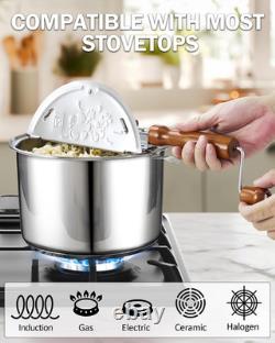 6 Quart Stainless Steel Stove Top Popcorn Maker Hand Crank