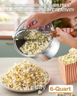 6 Quart Stainless Steel Stove Top Popcorn Maker Hand Crank