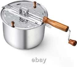 6 Quart Stainless Steel Stove Top Popcorn Maker Hand Crank