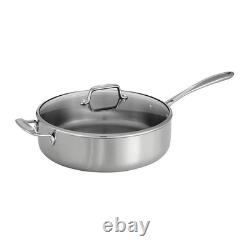 6-Quart Stainless Steel Tri-Ply Clad Saute Pan with Lid, Durable Cookware, Kitch