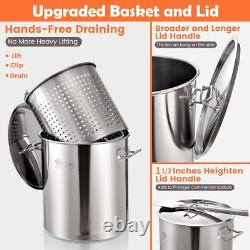 64-Quart Stainless Steel Seafood Boil Pot with Basket, 16 Gallon