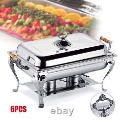 6PCS 8 Quart Stainless Steel Chafing Dish Buffet Trays Chafer Food Warmer