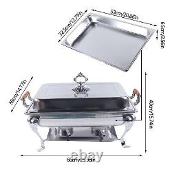 6PCS 8 Quart Stainless Steel Chafing Dish Buffet Trays Chafer Food Warmer US