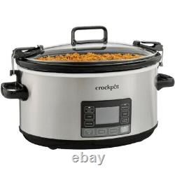 7-Quart Slow Cooker Portable Programmable with Timer Locking Lid Stainless Steel