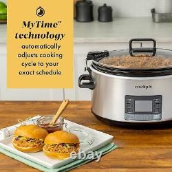 7-Quart Slow Cooker Portable Programmable with Timer Locking Lid Stainless Steel