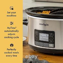 7-Quart Slow Cooker Portable Programmable with Timer Locking Lid Stainless Steel