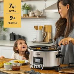 7 Quart Stainless Steel Slow Cooker MyTime Programmable with Locking Lid