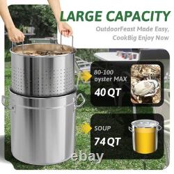 74-Quart Stainless Steel Seafood Boil Pot with Lid, Crab, Lobster, Shrimp