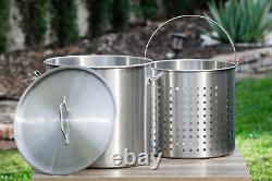 74 Quart Stock Pot Strainer Basket With Lid Soup Food Grade 304 Stainless Steel