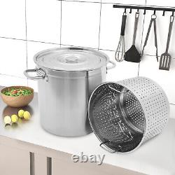 78 Quart Stock Pot Stainless Steel Large Kitchen Soup Big Cooking Steaming Fryer