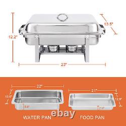 8 Pack 8-Quart Stainless Steel Chafing Dish Buffet Trays Chafer withWarmer Dishes
