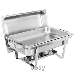8 Pack 8-Quart Stainless Steel Chafing Dish Buffet Trays Chafer withWarmer Dishes