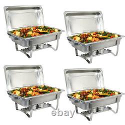 8 Quart 4 Packs Chafing Dish Stainless Steel Rectangular Chafer Full Size Buffet
