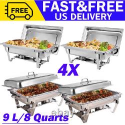 8 Quart 4 Packs Chafing Dish Stainless Steel Rectangular Chafer Full Size Buffet