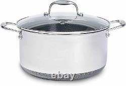 8 Quart Hybrid Stainless Steel Pot Saucepan with Glass Lid