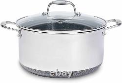 8 Quart Hybrid Stainless Steel Pot Saucepan with Glass Lid, Stay Cool Handles, N