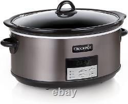 8-Quart Programmable Slow Cooker Auto Warm Setting Black Stainless Steel Cookboo