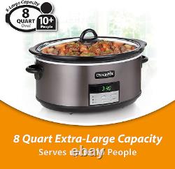 8-Quart Programmable Slow Cooker Auto Warm Setting Black Stainless Steel Cookboo