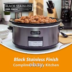 8-Quart Programmable Slow Cooker Auto Warm Setting Black Stainless Steel Cookboo