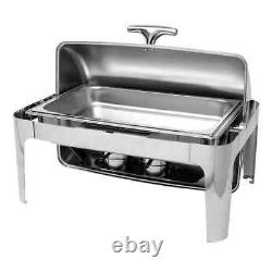 8 Quart Silver Stainless Steel Buffet Catering Chafing Dish With Top Roll Chafer