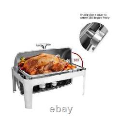 8 Quart Silver Stainless Steel Buffet Catering Chafing Dish With Top Roll Chafer