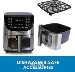 8 Quart Stainless Steel Air Fryer with Digital Touch Screen & 12 Presets