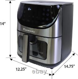 8 Quart Stainless Steel Air Fryer with Digital Touch Screen & 12 Presets