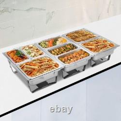 8-Quart Stainless Steel Buffet Chafing Dish Set with Pans and Frame for Events
