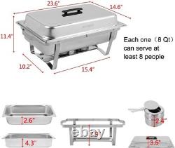 8-Quart Stainless Steel Buffet Chafing Dish Set with Pans and Frame for Events