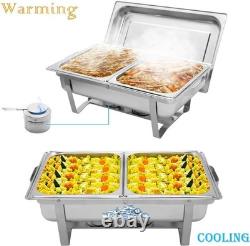 8-Quart Stainless Steel Buffet Chafing Dish Set with Pans and Frame for Events