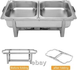 8-Quart Stainless Steel Buffet Chafing Dish Set with Pans and Frame for Events