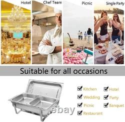 8-Quart Stainless Steel Buffet Chafing Dish Set with Pans and Frame for Events