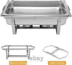 8 Quart Stainless Steel Buffet Warmers with Folding Frames Easy Setup & Clean