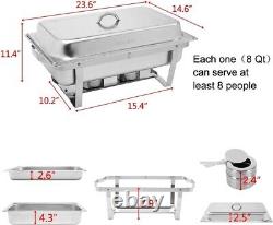 8 Quart Stainless Steel Buffet Warmers with Folding Frames Easy Setup & Clean