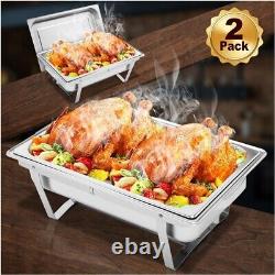 8 Quart Stainless Steel Buffet Warmers with Folding Frames Easy Setup & Clean