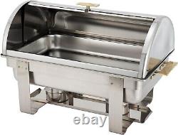 8 Quart Stainless Steel Catering Chafer with Gold Accents & Easy Access Design