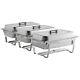8 Quart Stainless Steel Chafer With Folding Frame 3-pack. Shafer With Lid Holder