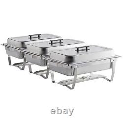 8 Quart Stainless Steel Chafer With Folding Frame 3-Pack. Shafer with lid holder