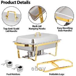 8 Quart Stainless Steel Chafing Dish Buffet Set Stainless Steel Gold & Silver 4X