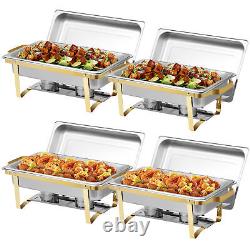 8 Quart Stainless Steel Chafing Dish Buffet Set Stainless Steel Gold & Silver 4X