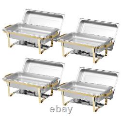 8 Quart Stainless Steel Chafing Dish Buffet Set Stainless Steel Gold & Silver 4X