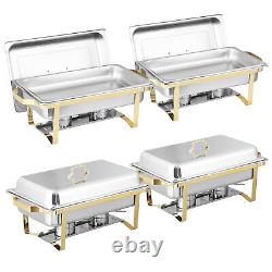 8 Quart Stainless Steel Chafing Dish Buffet Set Stainless Steel Gold & Silver 4X