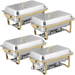 8 Quart Stainless Steel Chafing Dish Buffet Set Stainless Steel Gold & Silver 4X