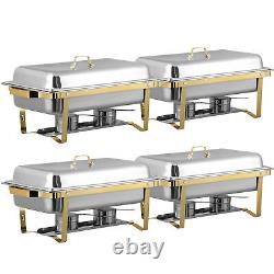 8 Quart Stainless Steel Chafing Dish Buffet Set Stainless Steel Gold & Silver 4X