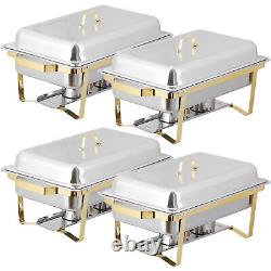 8 Quart Stainless Steel Chafing Dish Buffet Set Stainless Steel Gold & Silver 4X